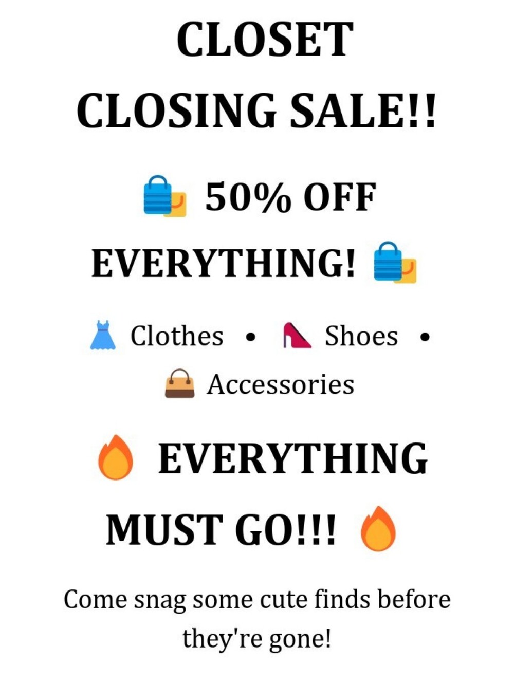 Closet Closing Sale - 50% Off Everything